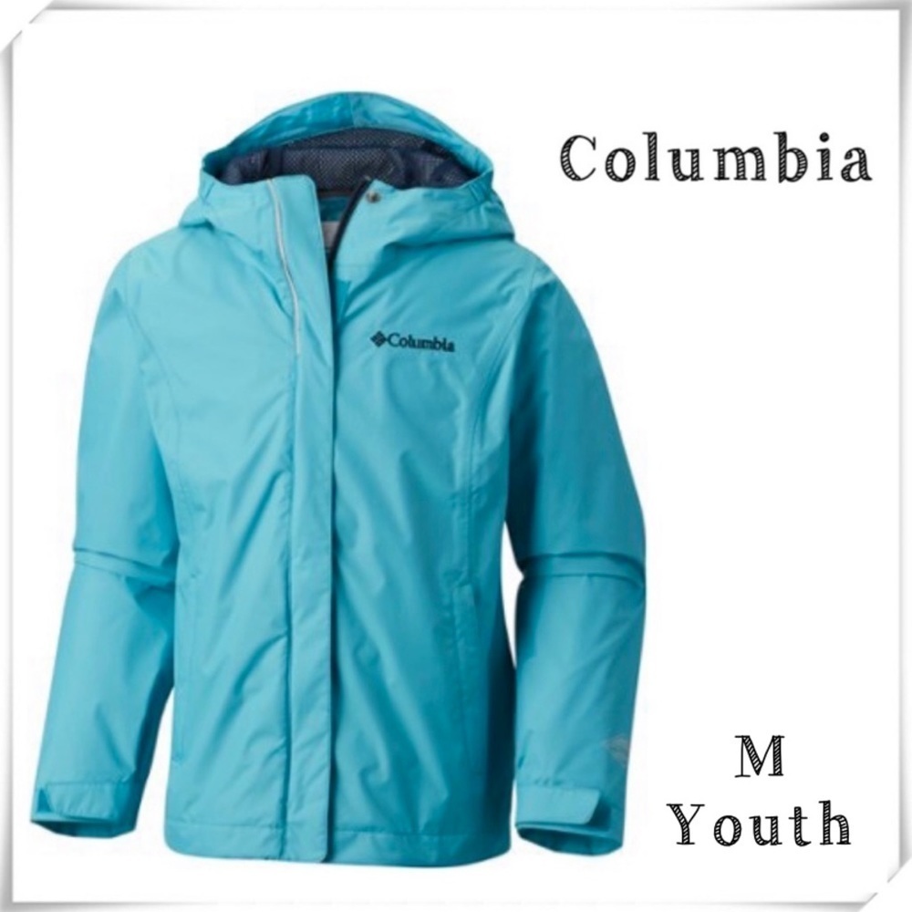 Columbia Omni-Tech Waterproof Rain Hood Jacket in Blue Youth M